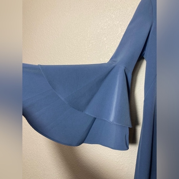 MILLY Nicole shift flared sleeves V neck size 4 dusty blue - Picture 6 of 13